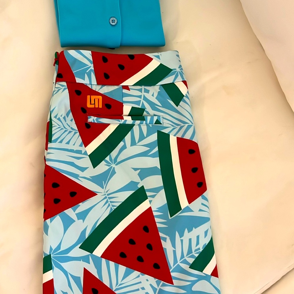 Loud Mouth Ladies Golf Set Skirt size 6 and size small baby blue top